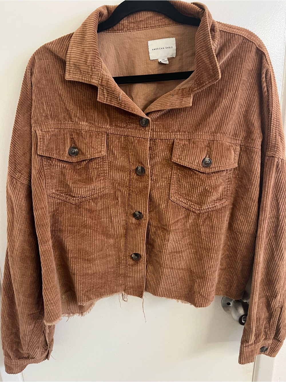 American Eagle Outfitters Corduroy Crop Jacket - Rust Brown